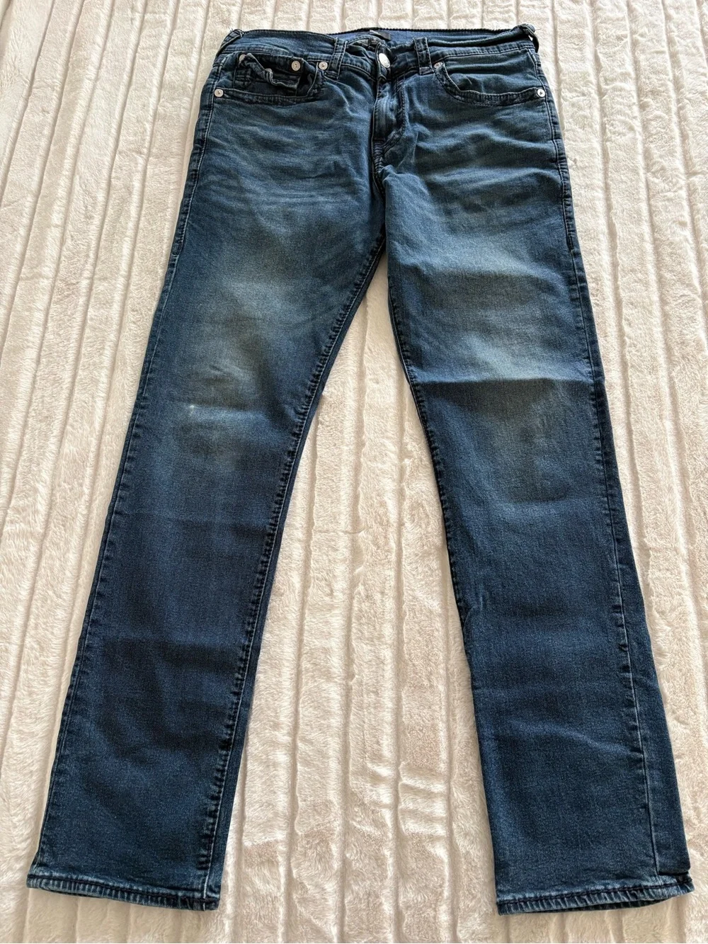 True Religion Geno Relaxed Slim Men's Jeans Size 33/32 Dark Wash Blue Denim